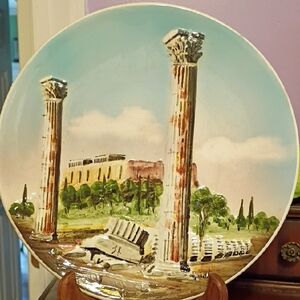 Greek Parthenon And Columns Relief Wall Plate